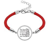Pulsera de cuerda roja hecha a mano con cita "The Best Preparation is Doing Your Best Today"