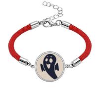 Pulsera de cuerda roja hecha a mano con diseño de diablo de la suerte de Halloween