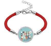 Pulsera de cuerda roja hecha a mano con diseño de reno y árbol de Feliz Mas