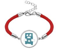 Pulsera de cuerda roja hecha a mano con diseño de robot azul de la suerte y del universo y alien