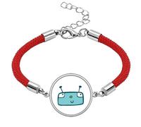 Pulsera de cuerda roja hecha a mano con diseño de robot azul de la suerte y del universo y alien