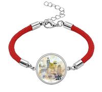 Pulsera de cuerda roja hecha a mano con la torre inclinada de Pisa del Big Ben