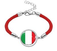 Pulsera de cuerda roja hecha a mano con símbolo de país de la UE, bandera nacional de Italia, símbolo de