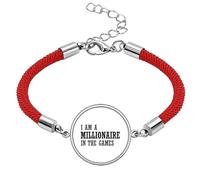 Pulsera de cuerda roja hecha a mano con texto en inglés "I Am A Millionaire in The Games"