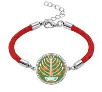 Pulsera de cuerda roja hecha a mano con tótems de México en maceta de la civilización antigua