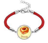 Pulsera de cuerda roja pintada a mano con acuarela y postre naranja hecha a mano