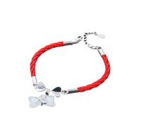 Pulsera de Cuerda Trenzada, Pulseras Hechas a Mano, Brazalete de Plata esterlina, Pulsera de Cuerda roja con Pulsera de Plateado S925 Costeo de Arco de Arco Ajustable Joya de para Mujeres