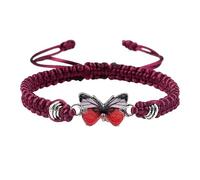 Pulsera de cuero 18 para adolescentes, cordón ajustable, pulseras de mariposa para mujer, pulseras de abalorios de mariposa, pulsera de dama de honor, talla única, Cuerda de alambre, No es una piedra