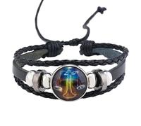 Pulsera De Cuero Ajustable Multicapa Con 12 Constelaciones Para Hombres Y Mujeres, Con Signos Del Zodíaco, Hecha A Mano, Brilla En La Oscuridad, Para Amantes De La Constelación Libra, 21 Cm