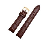 Pulsera de cuero con extremo curvo para hombre. Compatible con correas de 20 mm, 21 mm y 22 mm.,Pin de oro marrón,20 mm