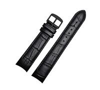 Pulsera de cuero con extremo curvo para hombre. Compatible con correas de 20 mm, 21 mm y 22 mm.,Pin negro negro,22 mm