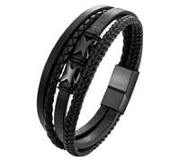 Pulsera De Cuero Con Letra Inicial Para Hombre, Pulsera De Cuero Con X Del Alfabeto Negro Con Cierre Magnético, Regalo De Joyería Para Papá, Esposo, Hermano, Novio, Hijo Y Abuelo, Color Negro, 19