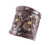 Pulsera de Cuero Con Zweiköpfigen Dragones Pulsera Mittelalterarmband