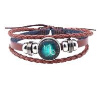 Pulsera De Cuero De Las 12 Constelaciones Para Hombre Y Mujer, Marrón, Multicapa, Trenzada, Cuerda De Cuero, Brazalete Vintage, Signo Del Horóscopo, Astrología, Accesorios De Joyería, Capricorni