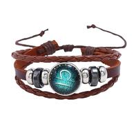 Pulsera De Cuero De Las 12 Constelaciones Para Hombres Y Mujeres, Ajustable, Multicapa, Trenzada, De Cuerda De Cuero, Brazalete Vintage, Horóscopo, Signo Astrológico, Joyería, Regalos, Libra