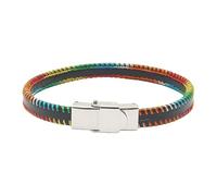 Pulsera De Cuero Del Orgullo Gay, Sencilla Pulsera Trenzada Arcoíris Lgbt Con Hebilla, Clásica Pulsera Trenzada Hecha A Mano, Joyería Vintage, Regalo Para Hombres Y Mujeres, Colorida, 21 Cm