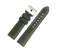 Pulsera de cuero genuino apta for correa de reloj Casio apta for Swordfish MDV106 MTP-1374L EFR-303D correa de reloj de cuero esmerilado correa de reloj de 22 mm(Green silver)