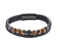 Pulsera De Cuero Genuino Trenzado De Doble Capa Para Hombre, Con Cuentas De Piedra Natural Para La Sanación De Los 7 Chakras, Cierre Magnético, Joyería Protectora, Regalo Para Él O Ella, Ojo De