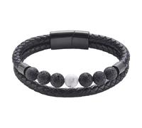 Pulsera De Cuero Genuino Trenzado De Doble Capa Para Hombre Con Cuentas De Piedra Natural Para La Sanación De Los 7 Chakras. Cierre Magnético. Joyería Protectora. Regalo Ideal Para Él O Ella. Ho