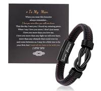 Pulsera de cuero grabada personalizada, regalo para hombre, diseño de nudo infinito trenzado con caja, regalo para marido, novio, hijo, para cumpleaños, Navidad, regalo de San Valentín, talla única