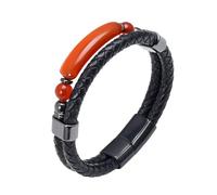 Pulsera De Cuero Hombre,Pulsera De Cuero De Primera Calidad para Hombre Pulseras De Piedra De Ojo De Tigre Natural Brazalete Trenzado Multicapa Hecho A Mano Brazalete Punk Regalo para Niños Accesor