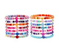 Pulsera de cuero marrón para hombre Preppy Bracelets Set Colorful Heart Star Polymer Beaded Pearl Clay Stackable Charm Kidcore Aesthetic Summer Beach Layering Bracelets Jewelry relojes de pulsera de