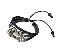 Pulsera de cuero multicapa, pulsera ajustable con cuentas de estrella, pulsera de moda, tejida, joyería punk para mujeres y hombres