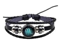 Pulsera De Cuero Negra Con Los Doce Espíritus Del Zodiaco. Pulsera De Cuerda De Cuero Trenzada Multicapa Con Cuentas. Accesorio De Joyería Del Zodiaco Ajustable. Regalos Para Entusiastas. Escorpio