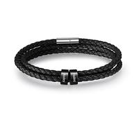 Pulsera de Cuero Negro para Hombre con 1-5 Nombres Pulseras Personalizadas para Hombre Regalo para el Día del Padre Navidad San Valentín (C, 3 nombre)