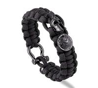 Pulsera de Cuero Nordic al Aire Libre Spartan Warrior Casco Pulseras Pulseras Men Antiguos Vikingos Accesorios Survival Paracord Bangles Homme Hecho a Mano