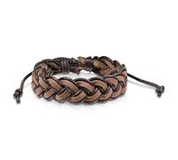 Pulsera de cuero OSSIA cordón trenzado cruzado marrón y negro LOVEPIERCING, 19, Cuero, Desconocido