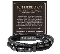 Pulsera de cuero para hombre, cierre de acero inoxidable, pulsera de piel para mi papá hijo, Navidad, cumpleaños, aniversario, regalo de San Valentín, pulseras, joyas para marido, marido, novio