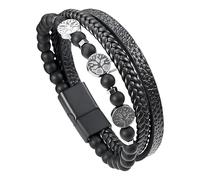 Pulsera De Cuero Para Hombre Con Diseño De Árbol De La Vida, Cuentas De Ojo De Tigre, Esmeriladas Y De Piedra Volcánica, Brazalete Vikingo Para Mujer Y Hombre, Regalo Para El Día Del Padre, Pied