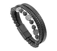 Pulsera De Cuero Para Hombre Con Diseño De Árbol De La Vida, Ojo De Tigre, Esmerilado Y Cuentas De Piedra Volcánica. Brazalete Vikingo Para Mujer Y Hombre, Regalo Para El Día Del Padre, Piedra V