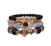Pulsera de cuero personalizada para hombre, pulsera de múltiples estilos, círculo, cuerda de mano, perla, accesorio de dama de honor, talla única, Acero aleado, No es una piedra preciosa