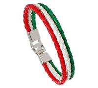 Pulsera De Cuero Tejido Con Bandera De Italia Para Colorear, Brazalete Envolvente De Pu Con Cierre De Aleación, Brazalete De Cuerda, Joyería De Fútbol De La Copa Del Mundo Para Adultos, Hombres Y
