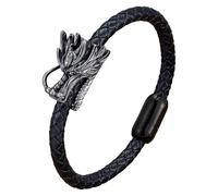 Pulsera De Cuero Trenzado Con Cabeza De Dragón Para Hombre, Estilo Vikingo Vintage, Negra, Con Cierre Magnético, Joyería Punk Rock Con Dragón Chino, Ideal Como Regalo Para Hombres Y Jóvenes. 19