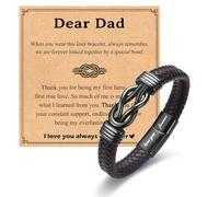 Pulsera de cuero trenzado marrón con nudo infinito para hombre, regalo de cumpleaños, día de San Valentín, Navidad, 8.3 inches, Cuero, No es una piedra preciosa