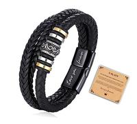 Pulsera de cuero trenzado multicapa, regalos para mi hijo, nieto, hombre, bonificación, hijo, adolescente, niños, novio, hermano, sobrino, adolescente, graduación, cumpleaños, aniversario, Navidad, regalos para él, joyería (para mi hijo), Sin gemas.