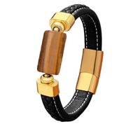Pulsera De Cuero Trenzado Negro Para Hombre, Brazalete De Piedra Natural, Cierre Magnético, Estilo Bohemio Vintage, Hecha A Mano, De Cuero Genuino, Joyería, Regalo Para Hombres Y Mujeres, Ojo De T