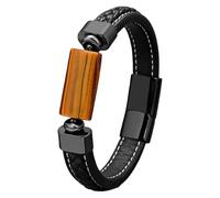 Pulsera De Cuero Trenzado Negro Para Hombre, Pulsera De Piedra Natural, Cierre Magnético, Estilo Bohemio Vintage, Hecha A Mano, De Cuero Genuino, Regalo De Joyería Para Hombres Y Mujeres, Ojo De T