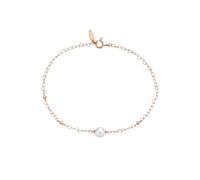Pulsera de dama de honor, pulsera de oro rosa con perla de 5,5 - 6 mm, cadena de corazón y diamante de 0,04 ct, Oro rosa de 14 quilates, Perla
