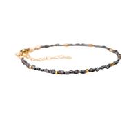 Pulsera de diamantes negros de 2-3,5 mm con forma de pepitas, cuentas de corte tosco, cierre ajustable chapado en oro de 18 cm para hombre y mujer | LK_STACK_00952