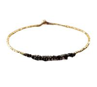 Pulsera de diamantes negros de 2-3,5 mm con forma de pepitas, cuentas de corte tosco, cierre chapado en oro de 18 cm para hombre y mujer | LK_STACK_00954