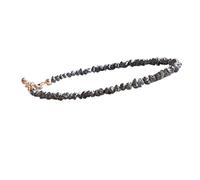 Pulsera de diamantes negros de 2-3 mm con forma de pepitas, cuentas de corte tosco, cierre ajustable chapado en oro de 18 cm para hombre y mujer | LK_STACK_00957
