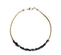 Pulsera de diamantes negros de 2-3 mm con forma de pepitas, cuentas de corte tosco, cierre ajustable chapado en oro de 18 cm para hombre y mujer | LK_STACK_00956
