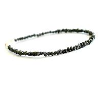 Pulsera de diamantes negros de 2-3 mm con forma de pepitas, cuentas talladas en bruto, cierre chapado en plata de 18 cm para hombre y mujer | LK_STACK_00958
