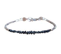 Pulsera de diamantes negros de 2,5-3 mm con forma de pepitas, cuentas talladas en bruto, cierre chapado en plata de 18 cm para hombre y mujer | LK_STACK_00945