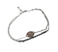 Pulsera de diamantes negros de 2,5 mm con forma de pepitas, cuentas talladas en bruto, cierre ajustable de 18 cm, chapada en plata, para hombre y mujer | LK_STACK_00947