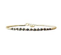 Pulsera de diamantes negros de 2 mm con forma de pepitas y cuentas talladas facetadas de 18 cm con cierre ajustable chapado en oro para hombre y mujer | LK_STACK_00960